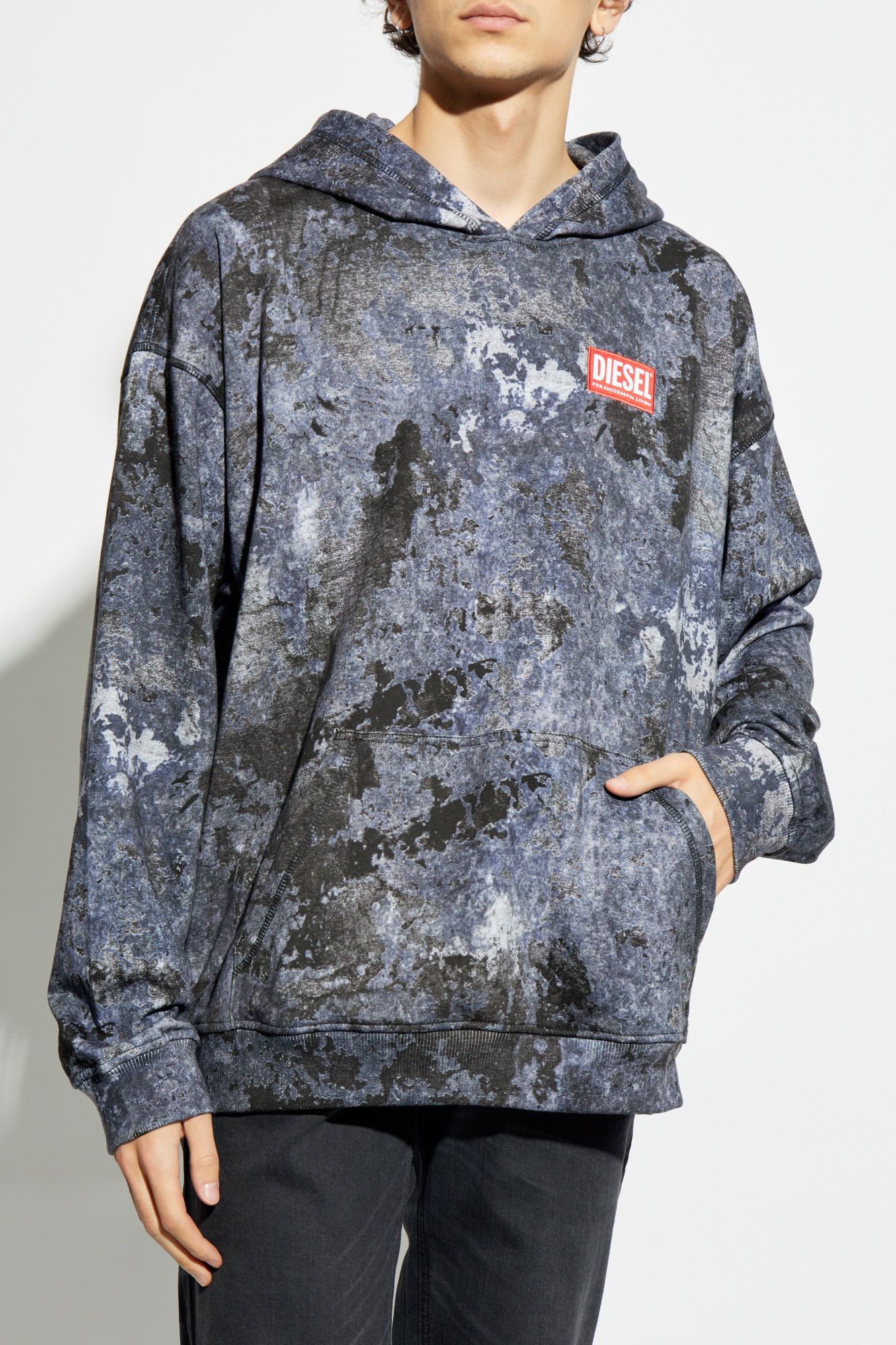 【送料&関税込】Diesel S-boxt-hood-r8 Marble-effect Burnout Men's Marble-effect burnout hoodie | Blue | Diesel